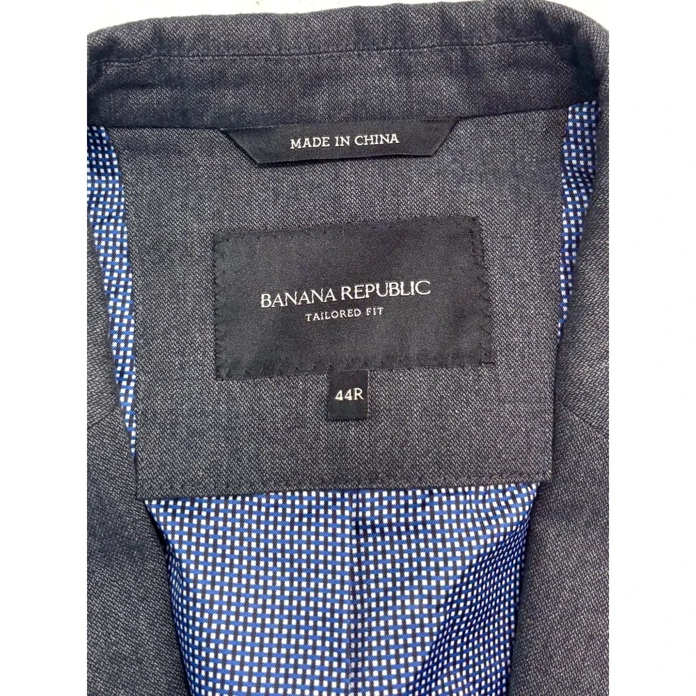 Banana Republic 44R Gray Blazer‎ Jacket Sport Suit Coat Cotton Tailored Fit Mens